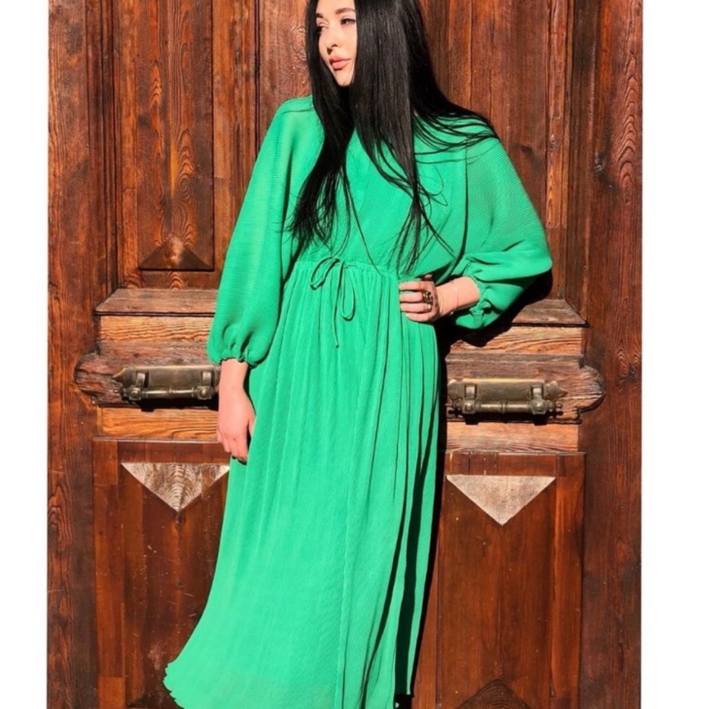 NWT ZARA BLOGGERS FAVORITE PLEATED SATIN DRESS - Picture 7 of 8